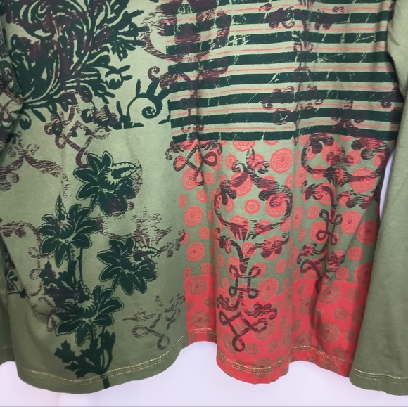 Y2K Westbound Fairy Grunge Shirt XL Green Floral Embroidery Studs Double Sided - Picture 6 of 10